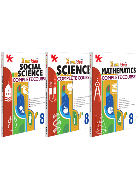 Xam idea Science, Social Science, Mathematics Complete Course Book | Set of 3 Books | Class 8 | Includes CBSE Question Bank and NCERT Exemplar (Solved) | NEP | Examination 2023-2024