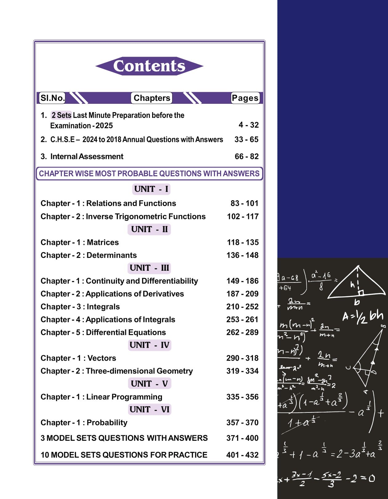 Xam idea Sample Papers Mathematics for Class 12( +2 Second Year)| CHSE Odisha Board| 2024-25 Examination