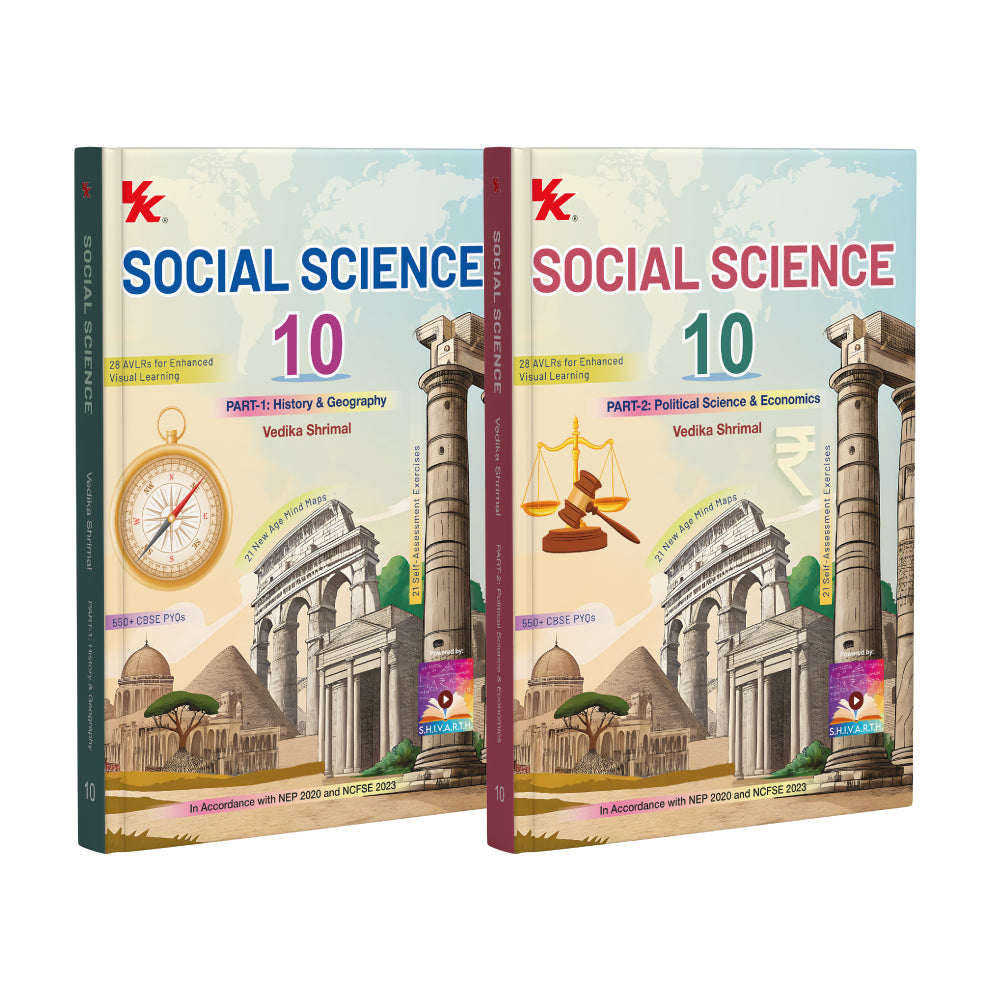 Social Science for Class 10 Part-1: History & Geography, Part-2: Political Science & Economics | by Vedika Shrimal | As per NEP & NCFSE | CBSE 2026 Edition