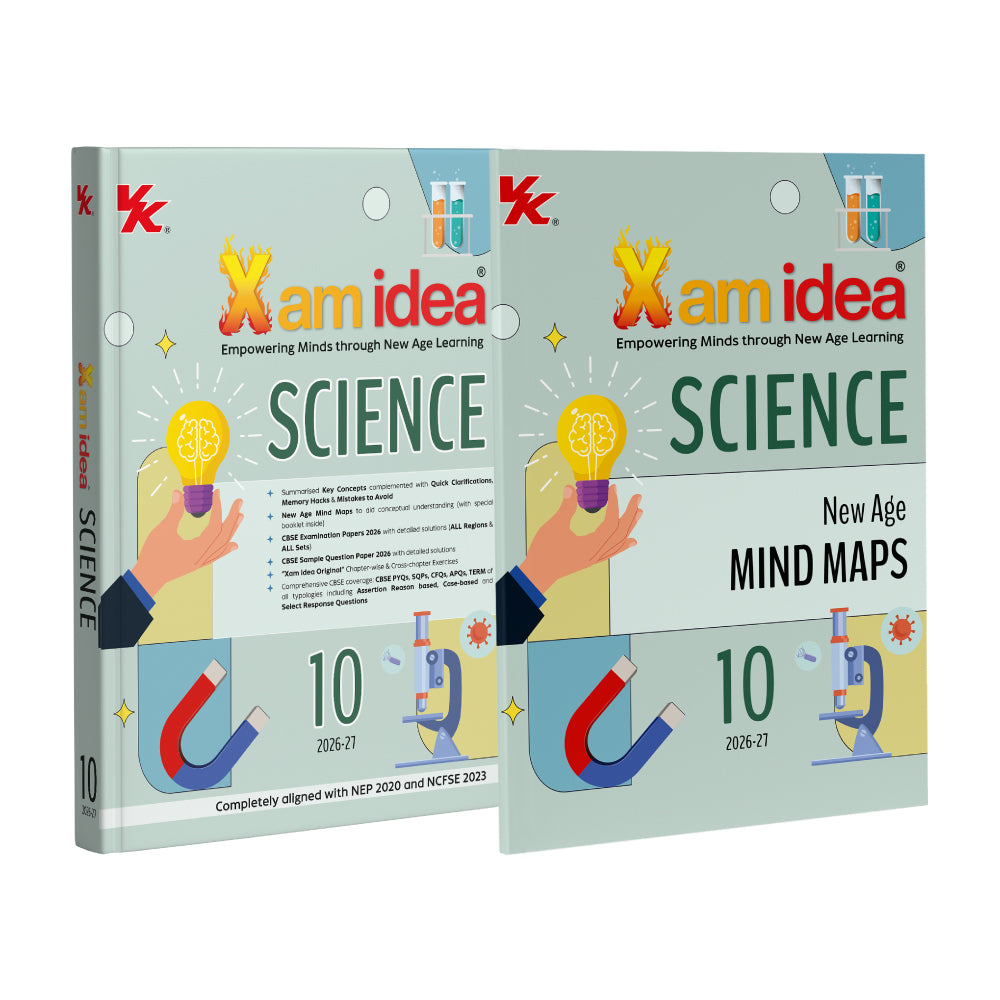 Xam Idea Science Class 10 – (CBSE 2026-27) | Mind Maps | Solved NCERT Intext and Exercise | Solved PYQs | MCQs, Assertion-Reason, Case-based Questions | VSA, SA, LA | Solved 2026 CBSE Exam and Sample Papers | Practice Papers