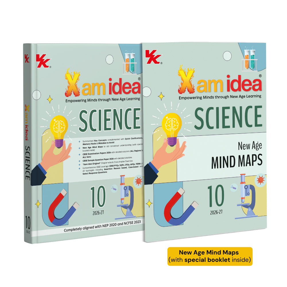 Xam Idea Science Class 10 – (CBSE 2026-27) | Mind Maps | Solved NCERT Intext and Exercise | Solved PYQs | MCQs, Assertion-Reason, Case-based Questions | VSA, SA, LA | Solved 2026 CBSE Exam and Sample Papers | Practice Papers