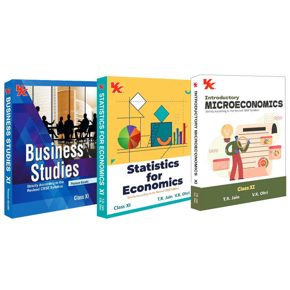 Introductory Microeconomics and Statistics for Economics By TR Jain & VK Ohri & Business Studies By Poonam Gandhi Class 11 (Set of 3) | CBSE (NCERT Solved) | 2024-25 Examination