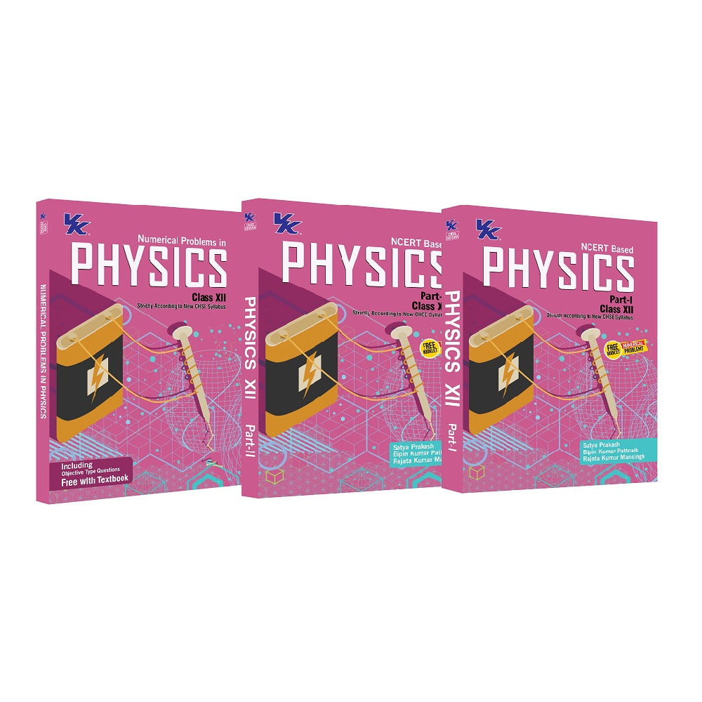 Physics Part I & II Textbooks (Set of 3) & Free Numerical Problems book for Class 12 CHSE Board 2024-25 Examinations