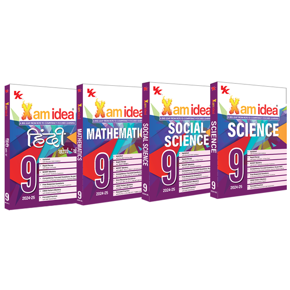Xam idea Bundle Set of 4 (Science, Social Science, Mathematics & Hindi B) Class 9 Book | CBSE | Chapterwise Question Bank | Based on Revised CBSE Syllabus | NCERT Questions Include | 2024-25 Exam