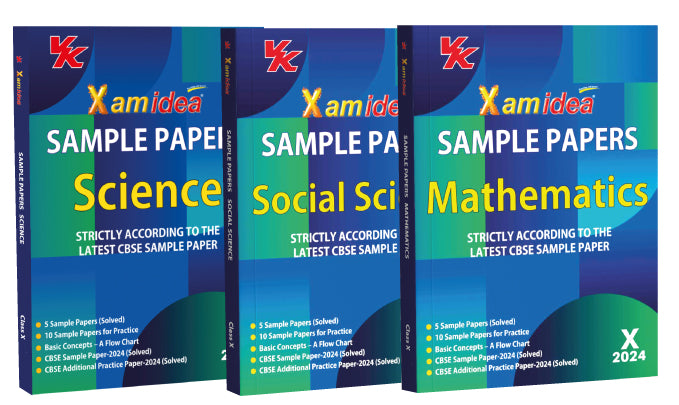 Xam idea Sample Papers Simplified Bundle set of 3 books (Science,Social Science, Mathematics | Class 10 for 2024 Board Exam |