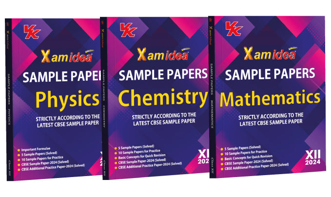 Xam idea Simplified Sample Papers Bundles Set of 3 Books (Physics, Chemistry, Mathematics) Class 12 for Board Exam 2024-25 | 