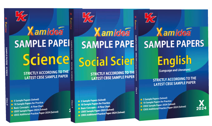 Xam idea Sample Papers Simplified Bundle Set of 3 Books (Science, Social Science, & English) Class 10 for 2024 Board Exam |