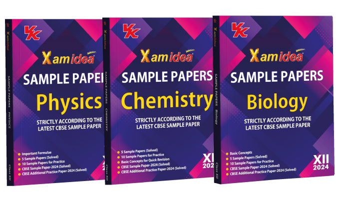 Xam idea Sample Papers Simplified Bundle Set of 3 Books (Physics, Chemistry, Biology) Class 12 for 2024 Board Exam |