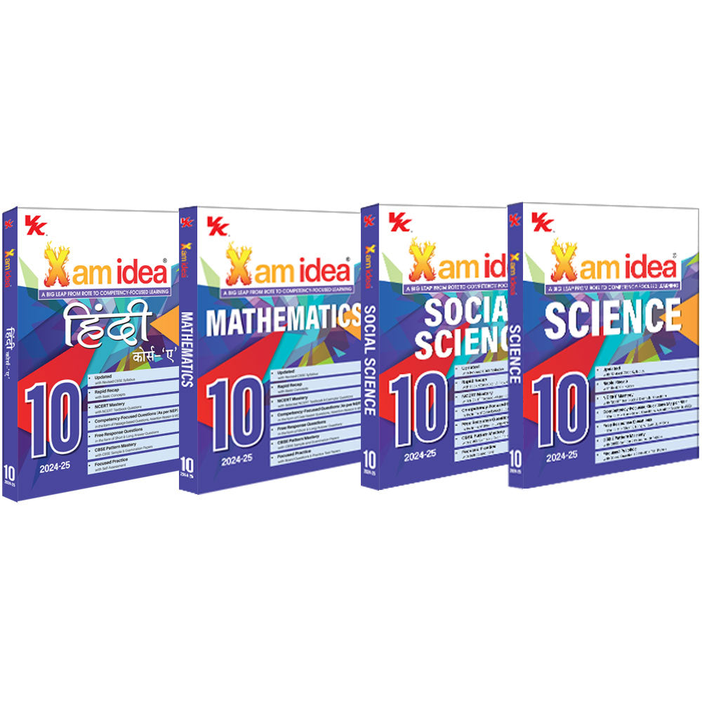Xam idea Bundle Set of 4 (Science, Social Science, Mathematics & Hindi A) Class 10 Book | CBSE | Chapterwise Question Bank | Based on Revised CBSE Syllabus | NCERT Questions Include | 2024-25 Exam