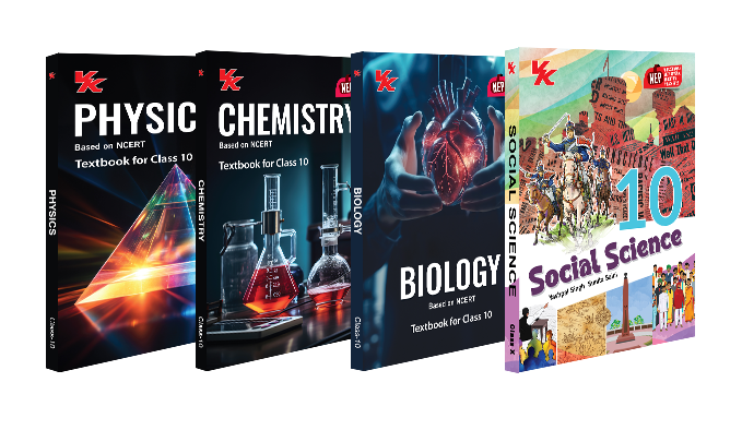 Physics, Chemistry, Biology, Social Science Book for Class 10 (Set of 4 Books) | CBSE (NCERT Solved) | NEP |  Examination 2024-25 | by VK Global Publications