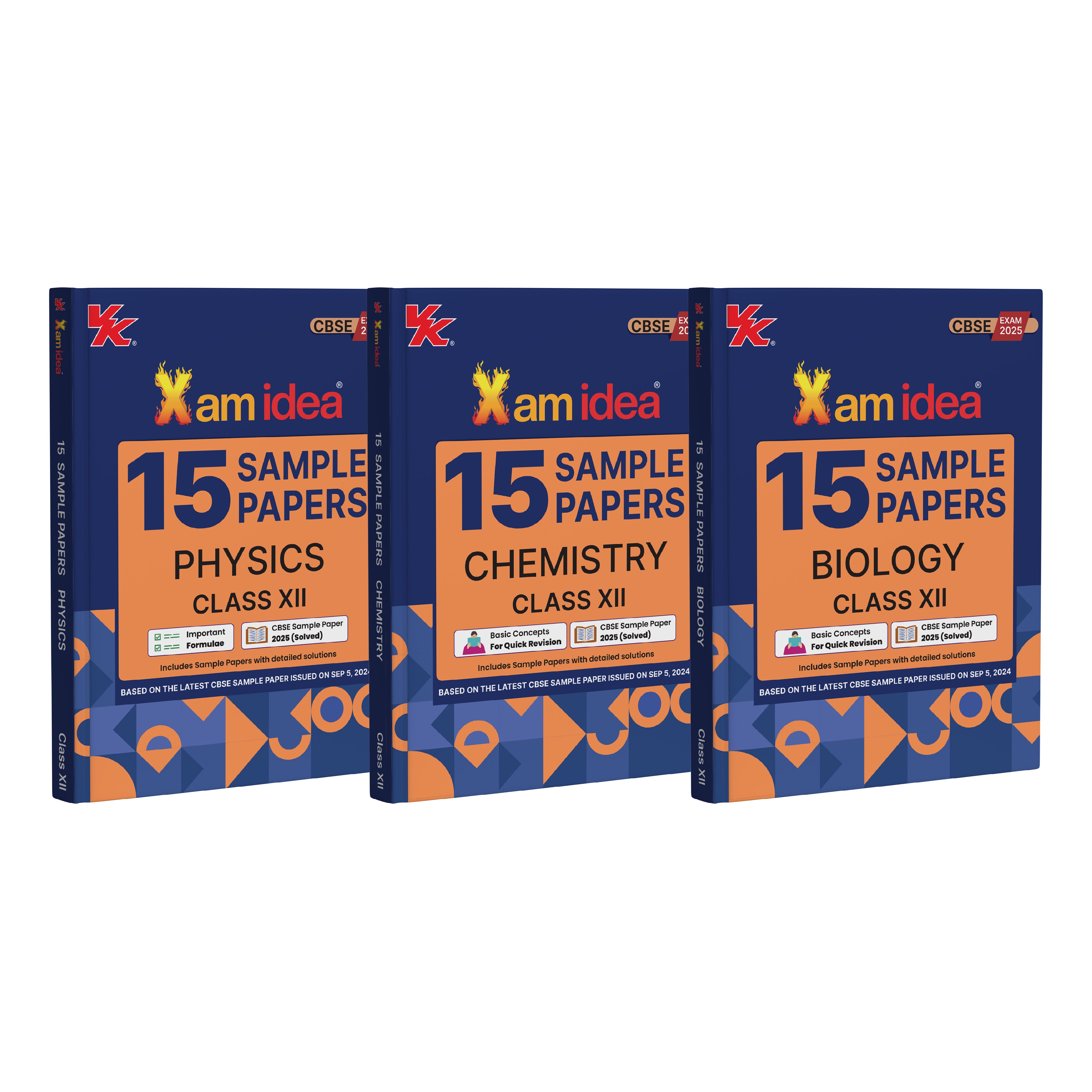 Xam idea Sample Papers Bundle Set of 3 Books (Physics, Chemistry, Biology) Class 12 for 2025 Board Exam |