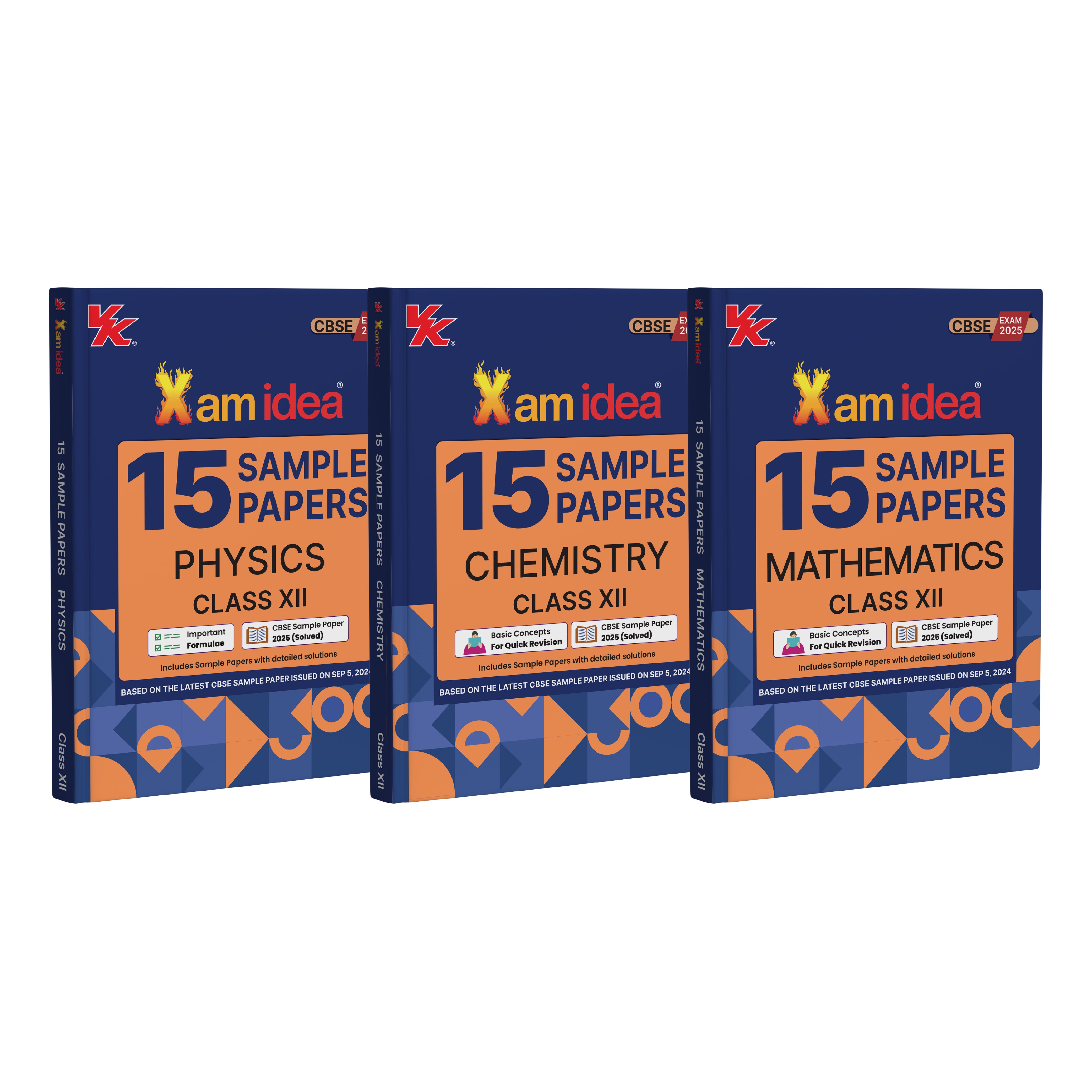 Xam idea Sample Papers Bundle Set of 3 Books (Physics, Chemistry, Mathematics) Class 12 for Board Exam 2025| 