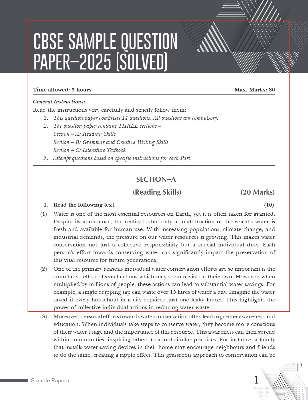 Xamidea Class 10 English (Lang.&Lit.) Sample Papers for 2025 Board Exams | 15 Latest Papers Based on CBSE Sample Paper issued on Sept 2024