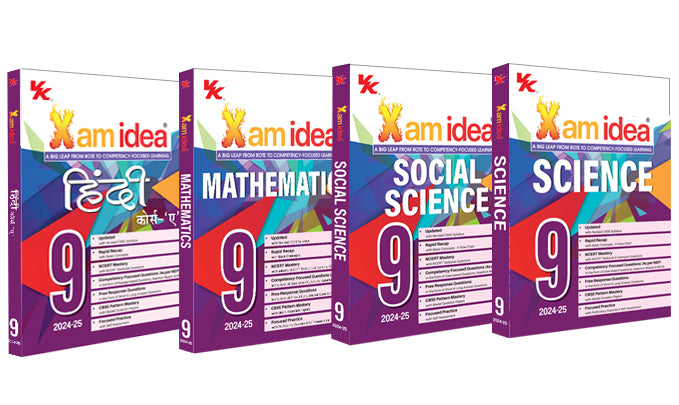 Xam idea Bundle Set of 4 (Science, Social Science, Mathematics & Hindi A) Class 9 Book | CBSE | Chapterwise Question Bank | Based on Revised CBSE Syllabus | NCERT Questions Include | 2024-25 Exam